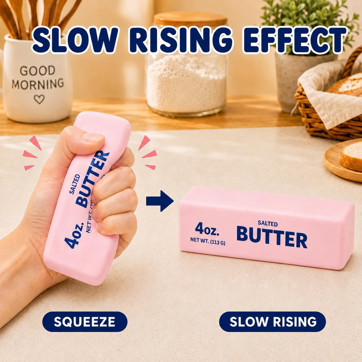 2PCS Butter, Slow Rising Squishy Toys, Squishy Toy, Squeeze Realistic Butter Stick Soft Squeeze Toys, Stress Relief Squishy Fidget Toys