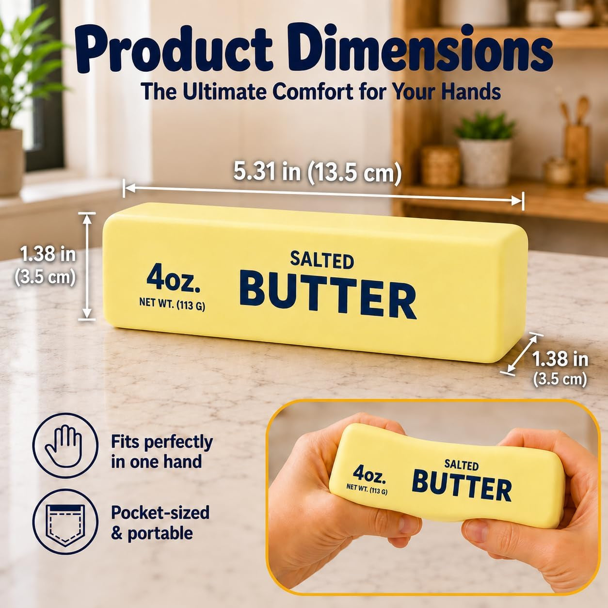 2PCS Butter, Slow Rising Squishy Toys, Squishy Toy, Squeeze Realistic Butter Stick Soft Squeeze Toys, Stress Relief Squishy Fidget Toys