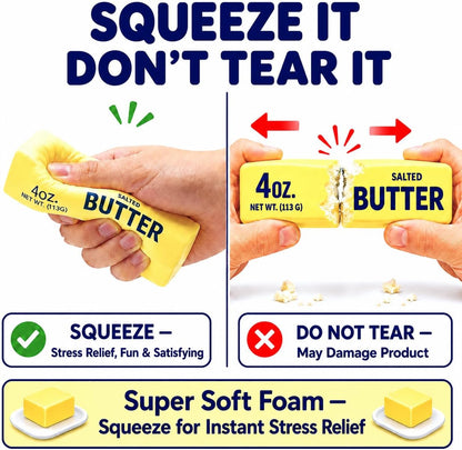 2PCS Butter, Slow Rising Squishy Toys, Squishy Toy, Squeeze Realistic Butter Stick Soft Squeeze Toys, Stress Relief Squishy Fidget Toys